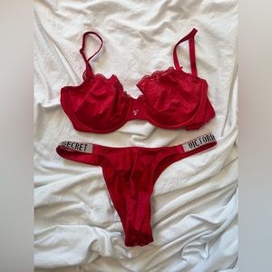 Victoria’s Secret red bralette and thong set 32DD